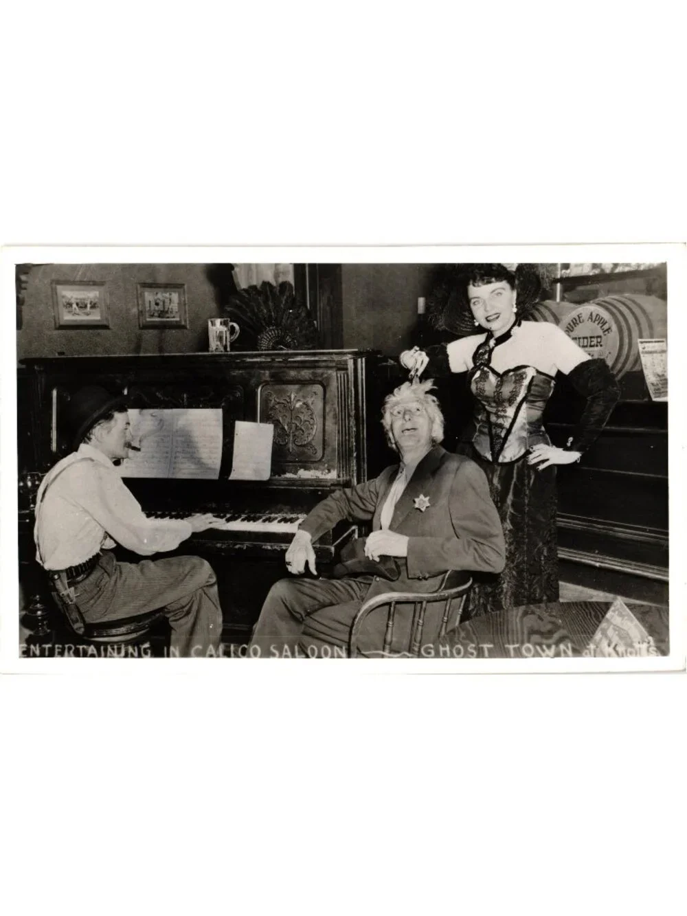 Entertaining In Calico Saloon Knotts Berry Farm Ghost Town Vintage Postcard